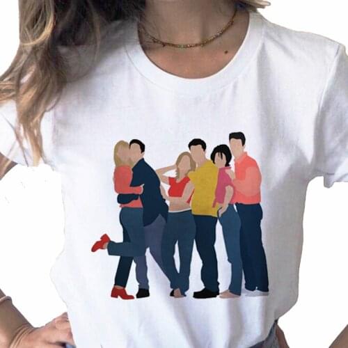 Summer Friends Show Women Clothing print ladies T-shirt casual basics O-collar white shirt short sleeve ladies T-shirt,Drop Ship