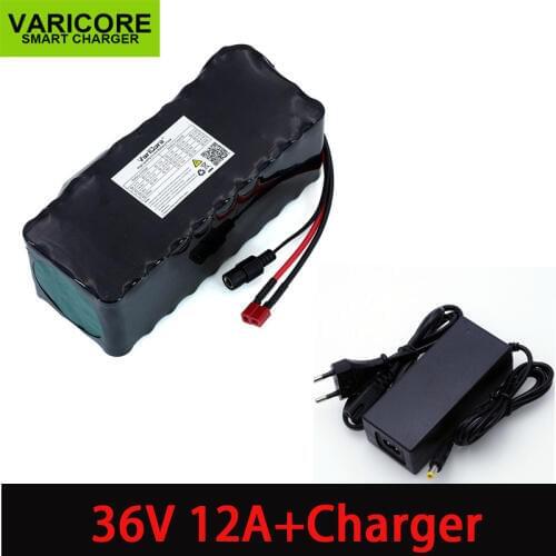 VariCore 36V 12Ah 18650 Lithium Battery pack High Power Motorcycle Electric Car Bicycle Scooter with BMS+ 42v 2A Charger