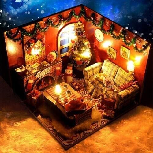 Dollhouse Miniature with Furniture DIY Wooden Dollhouse Kit Plus Dust Proof BX0D