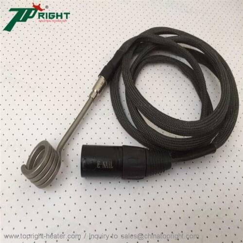 ID16x12.7mm coil heater with K thermocouple and 1.2meter black kevlar sleeve
