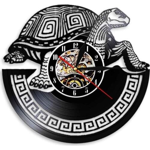 Sea Turtle Vinyl Record Wall Clock Steampunk LED Hanging Clock Ornament Gear Cogs Decor Watch Time Clock Animal Lover Gift