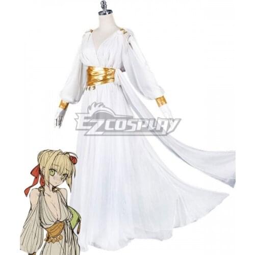 Fate Grand Order FGO Saber Caster Nero Claudius Nightdress Girls Party Dress White Halloween Dress Cosplay Costume E001