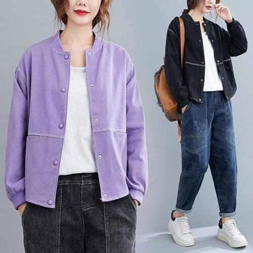Plus Size New Women Short Jacket Solid Relaxed Joker Draw Outerwear Single Breasted Fashion Casual Female Baseball Uniform Coat