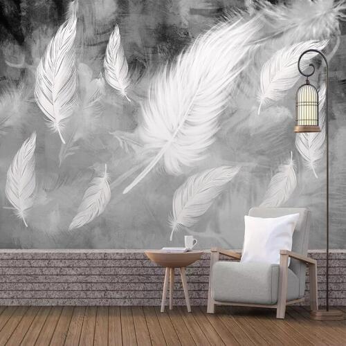 Custom 3D Wallpaper Modern Simple White Feathers Photo Wall Murals Living Room Bedroom Home Decor Papel De Parede Wallpapers 3 D