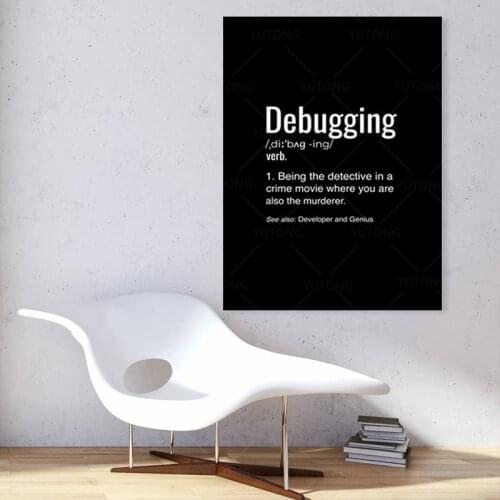 Debugging Definition T shirt Programmers Coding Gift Tee Canvas Painting Cuadros Wall Art Picture for Living Room Decoration