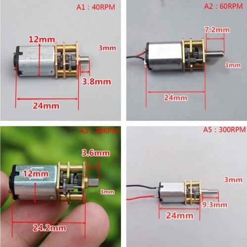 Micro N20 Gear Motor Slow Speed Metal Gearbox Reducer Electric Motor DIY Toy 40/60/28/150/300/110 RPM