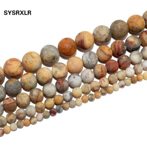Dull Polish Matte Natural Stone Yellow Crazy Agates Stone Round Beads For Jewelry Making DIY Bracelet Necklace 4/6/8/10 / 12MM