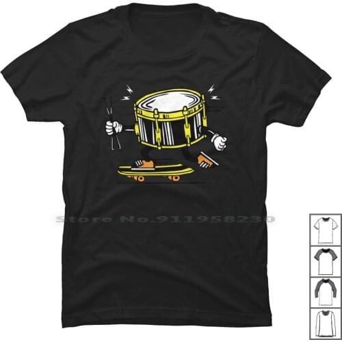 Skater Skateboard Drum With Sticks T Shirt 100% Cotton Skateboard Cartoon Sticks Skater Stick Skate Board Comic Movie Tick Tage