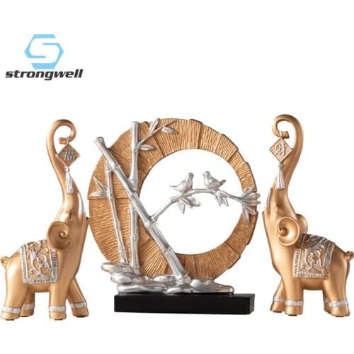 Strongwell Living Room Decoration Crafts Lucky Bamboo Elephant Ornament Entrance Wine Cabinet Decoration Furnishings Gifts