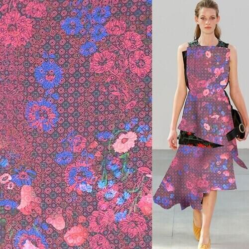 Vintage floral and polka dot print design silk crepe georgette fabric,SCG412