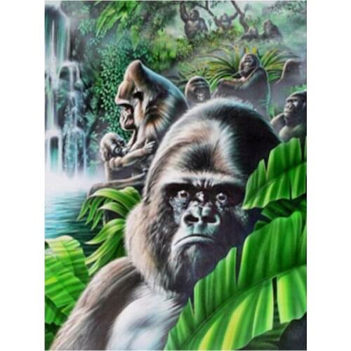 Virgin Forest Chimpanzee Family Animal Diamond Painting Round Full Drill DIY Needlework Mosaic Embroidery 5D Cross Stitch