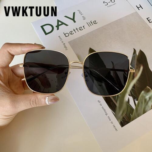 VWKTUUN Square Sunglasses Women Oversized Luxury Shades UV400 Vintage Outdoor Sport Driving Eyewear Metal Frame Sunglass