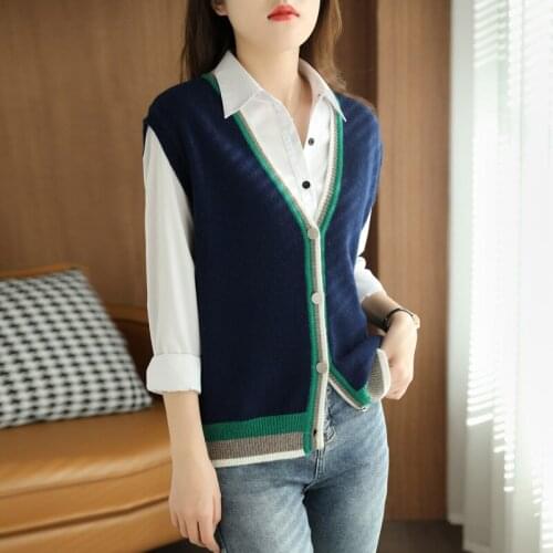 Korean wool vest jacket 2021 spring and autumn new ladies soft sweater vest women