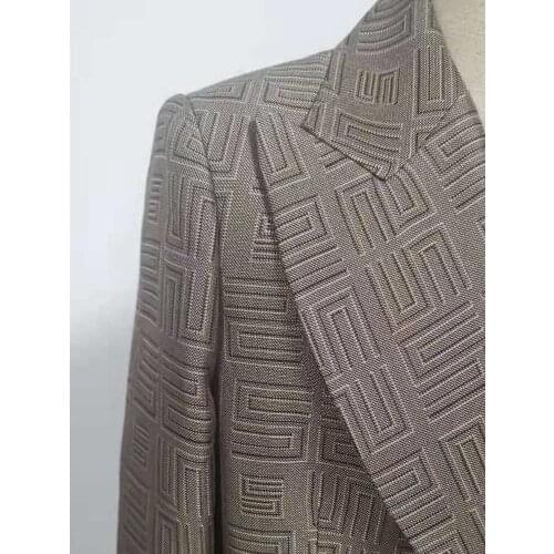 2021 Early Autumn New Womens Retro Badge Jacquard Double-breasted Suit Women Blazer (Available by 1st, September)