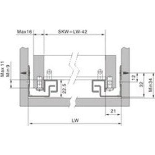 1Pair/ Lot Rebound Press To Release Push Open Under Mount Drawer Slide Rail Runner DTC Brand 25KG