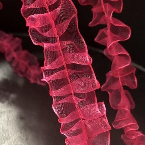 2.5cm 6meters Thin Elastic Double Fabric Stretchy Folded Lace Trim DIY Dress Headwear Ribbon Accessories