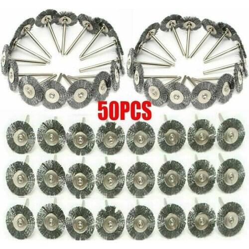 50 Pcs Wire Brush Rotary Tool Stainless Steel Die Grinder Removal Wheel Brush Head For Metal Cleaning Rust Removel