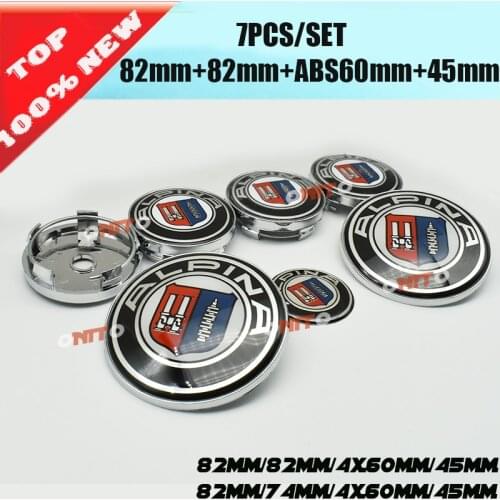 7pcs/set 82mm 74mm front /trunk emblem 60mm Car wheel hub cap 45mm steering wheel sticker car styling for bmw E60 E90 F10 F30