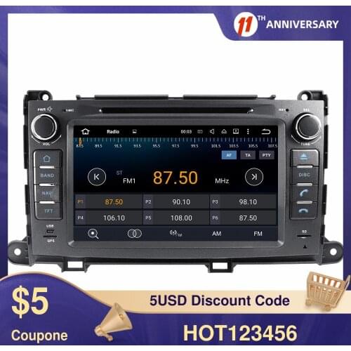 For Toyota Sienna 2009-2016 Android 10.0 64G Car DVD Player GPS Navigation Multimedia Player Auto Radio Tape Recorder Head unit