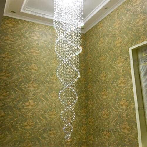 D60*H260cm Modern K9 Crystal Raindrop Chandelier Lighting for living room dining room, Double Swirl Lustre long chandeliers