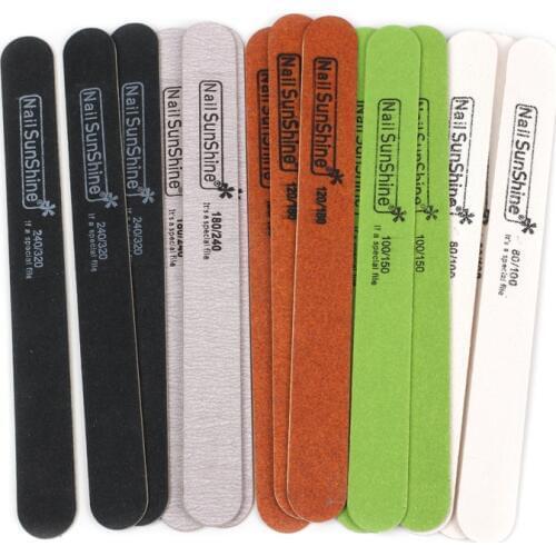 50Pcs Wooden Nail FilesThick Stick Nail Buffer 100/150 80/100 120/180 180/240 240/320 Emery Board Gel Polish Files For Manicure