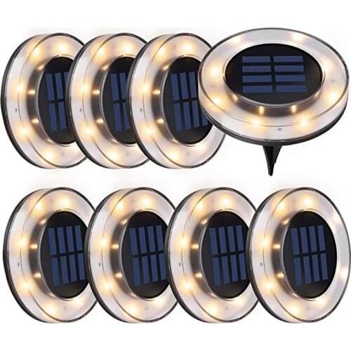 12 LED Solar Disk Lights 2/3/4/5/8PCS Solar Ground Light Outdoor In-Ground Garden Pathway Light For Yard Deck Lawn Patio Walkway