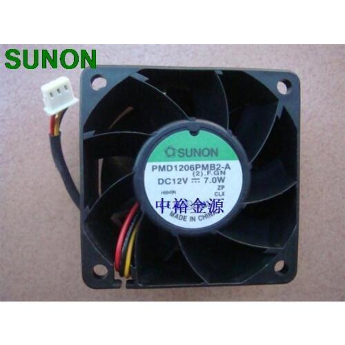 For Sunon PMD1206PMB2-A DC12V 7.0W 60*60*38mm chassis dual ball bearings 3wires server inverter cooling fan