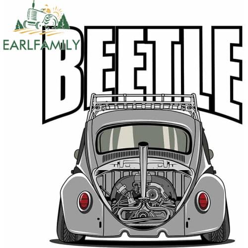 EARLFAMILY 13cm for Beetle Car Stickers and Decals Waterproof Scratch-Proof Creative Surfboard Windshield Motorcycle Decoration