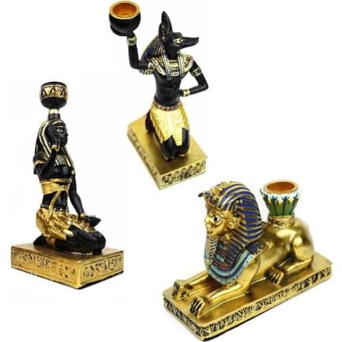 Egyptian Goddess Resin Candlestick Anubis God Candle Holder Decor Art Gift Sphinx Candle Holder Dining Table Home Decorations
