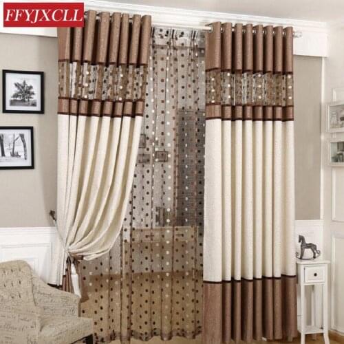 European Modern Minimalist Birds Nest Stitching Curtain Linen Tulle Living Room Kitchen Bedroom Blackout Curtains