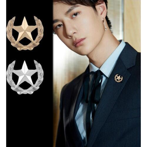 Korean High-Grade small Five-pointed Star lapel pin and brooch fashion collar Suit Shirt badge men clothing jewelry Accessories
