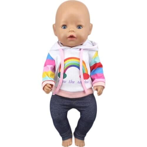 2020 Lovely rainbow suits Fit For 43cm Baby Doll 17 Inch Reborn Baby Doll Clothes