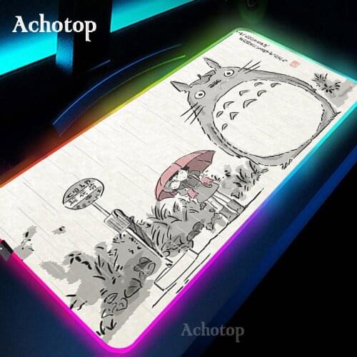 Anime Totoro Mousepad Gaming Mouse Pad RGB LED Gamer Mat Computer Desk Padmouse Keyboard Kawaii Mouse Mat Locrkand manga mat