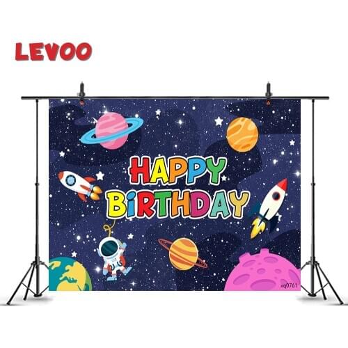 LEVOO Photography Backdrop Space Theme Birthday Sky Rocket Astronaut Photo Background Party Decor Banner Photozone Dropshipping