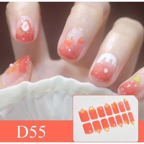 D55 New Arrival Nail Stickers Japanese Style Wraps Full Cover Adhesive 14Tips Flower Waterproof Nail Art Decoration Accessories