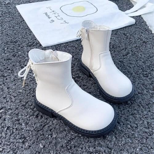 Autumn Fashion Kids Martin Boots Girls Shoes Spring Leather Children Ankle Boots Toddler Boy Boots Slip On Childrens Boots
