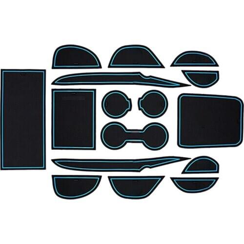 For Toyota Prius and Prius Prime 2016-2018 Custom Fit Cup Holder, Door, and Center Console Liner Accessories 16-Pc Set (Blue Tri