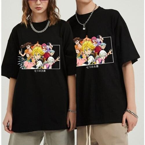 Hot Japanese Anime Seven Deadly Sins T Shirt Men Women Funny Summer Tops Cartoon Graphic Tees Unisex Funny Fashion T-shirt Male