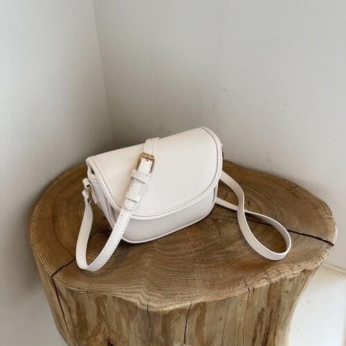 Casual White Womens Bag Korean Solid Color Shoulder Bags For Girls 2021 Summer New Simple Soft PU Leather Mini Crossbody Bags
