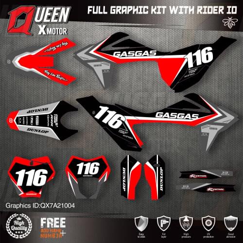 QUEEN X MOTOR Custom Team Graphics Backgrounds Decals 3M Stickers Kit For GASGAS 2021 2022 2023 EC MC 004