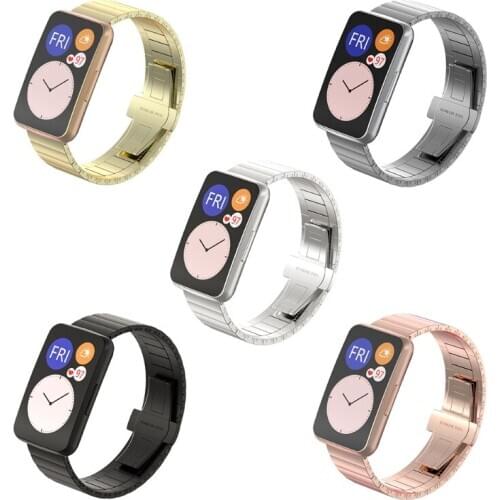 Stainless Steel Strap Wristband Watch Band Wrist Strap For-Huawei Watch Fit Smart Wristband Accessories