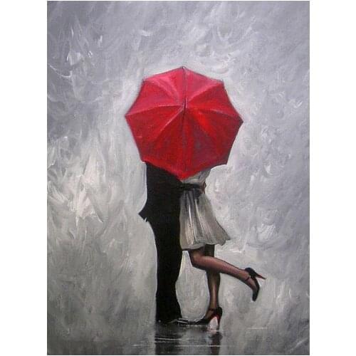 Handmade Modern Abstract Wall Decor Fine Art Acrylic Oil Painting Perfect Love Red Umbrella Hand painted Artwork Canvas Painting