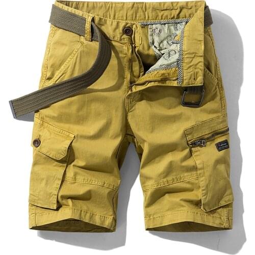 2021 NEW Shorts Men Summer Casual Shorts Fashion 100% Cotton Shorts Mens Cargo Shorts Solid Color Shorts Travel Mountaineering