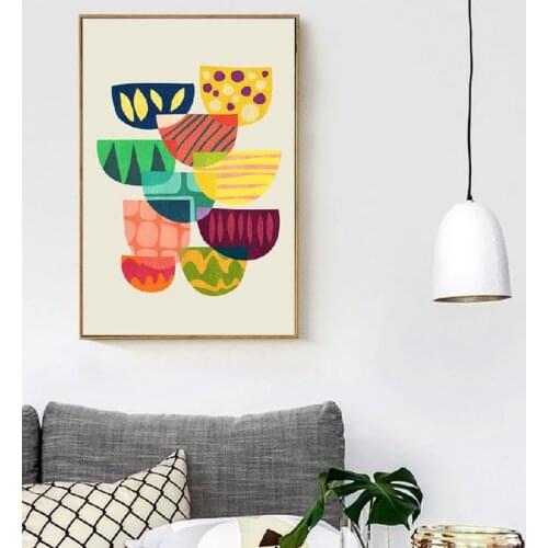 Nordic Simple Abstract Geometric Color Block Painting Wall Art Poster for Bedroom Modern Home Decoration Canvas Pictures