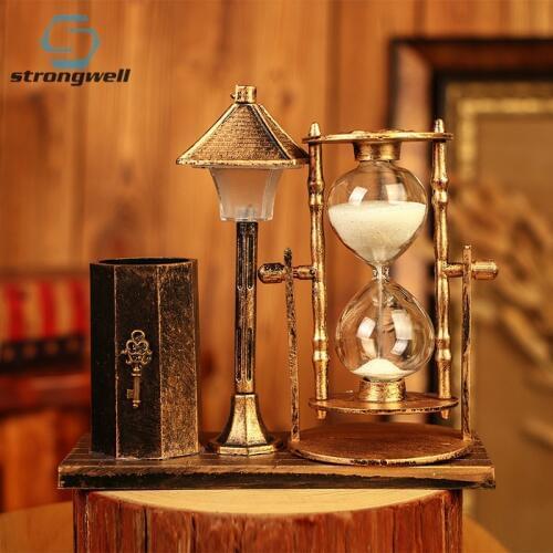 Strongwell European Retro Hourglass Night Light Multifunction Sandy Table Lamp Home Decorations Accessories Modern Birthday Gift