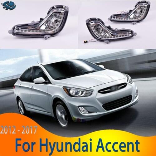 LED Daytime Driving Running Light For Hyundai Accent 2012 - 2017 Fog lamp White light LED Day Light 2pcs