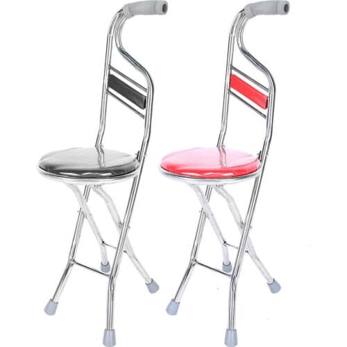 Stainless Steel Four-Leg Thickening Walking Cane Crutches Walking Stick Mobility Aids Folding Walking Hand Stick Elderly Stool