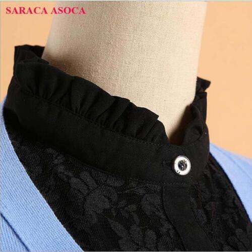 All Match Solid White Shirt Fake Collar For Girls Lace Chiffon Detachable Collars Women B195