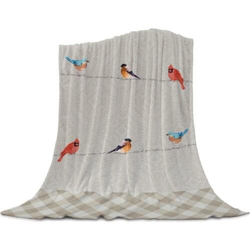 Idyllic Animal Watercolor Bird Throw Blanket Home Decoration Sofa Blanket Warm Microfiber Blankets for Bedroom