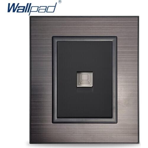 Wallpad DATA RJ45 CAT5 Socket Computer Ethernet Network Black Stainless Steel Panel Wall Weak Electricity Outlet
